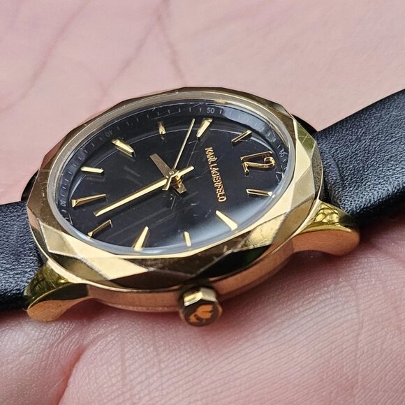 Karl Lagerfeld Women Watch Black Leather Band Gold Tone Case WristWatch main image 11